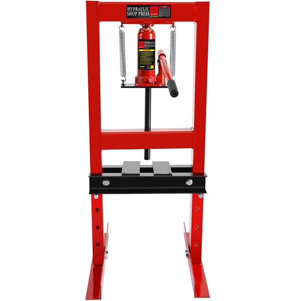 Hydraulic 6 Ton H-Frame Garage Floor Adjustable Shop Press with Plates, 6T, Red