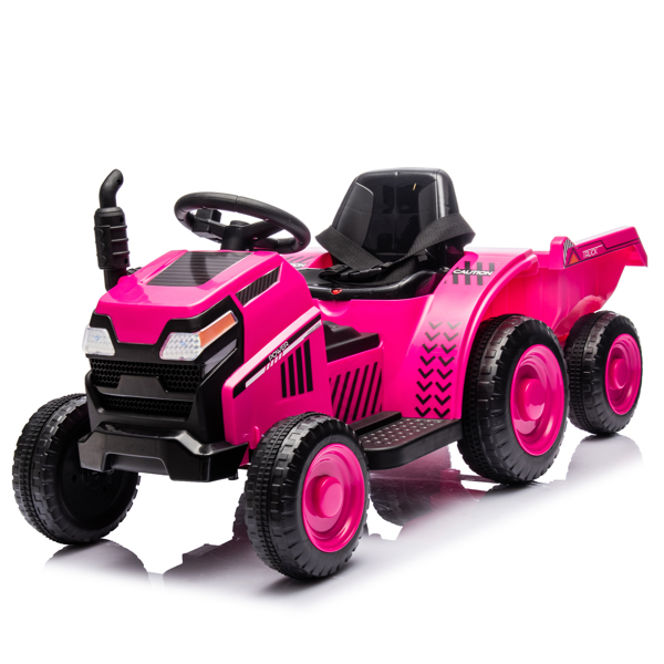 12V Kids Ride On Electric Tractor Black Knight,Kids Ride On Toy.2WD,Non-skid tires, steering wheel, foot pedal,With Removable storage tug,Light,Bluetooth,Music,MP3,USB,Power Display For Kids Aged 3+.