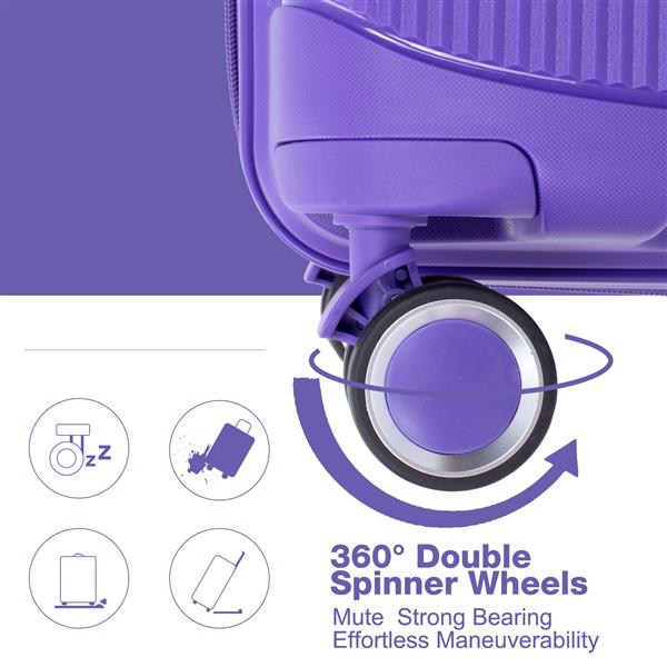 Expandable Hardshell Suitcase Double Spinner Wheels PP Luggage Sets Lightweight Durable Suitcase with TSA Lock,3-Piece Set (20/24/28) , Purple