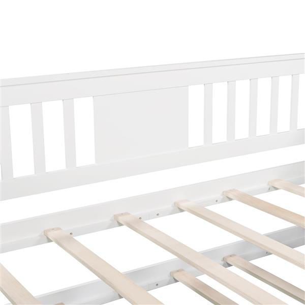 Twin Wooden Daybed with Trundle Bed  , Sofa Bed for Bedroom Living Room, White