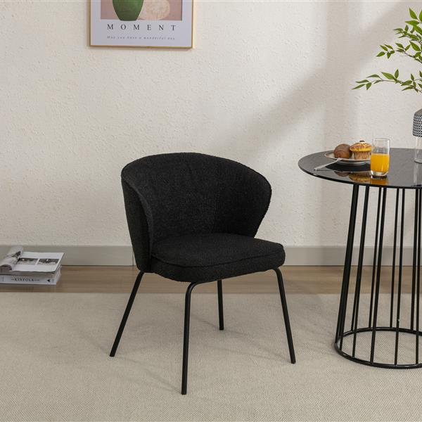 041-Set of 1 Fabric Dining Chair With Black Metal Legs,Black