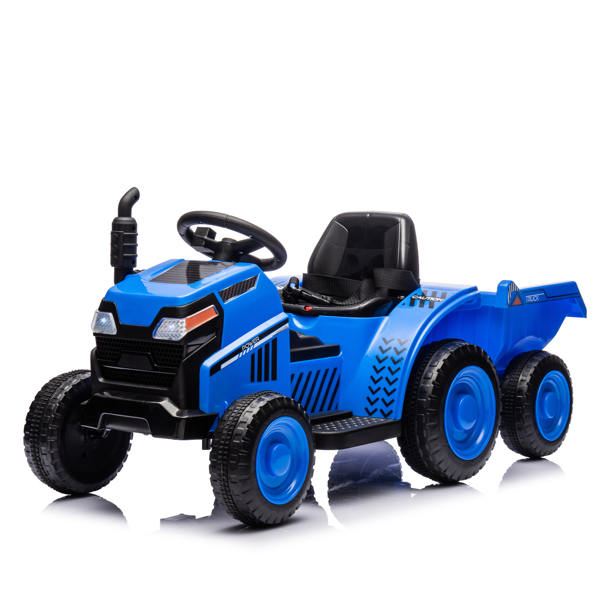 12V Kids Ride On Electric Tractor Black Knight,Kids Ride On Toy.2WD,Non-skid tires, steering wheel, foot pedal,With Removable storage tug,Light,Bluetooth,Music,MP3,USB,Power Display For Kids Aged 3+.