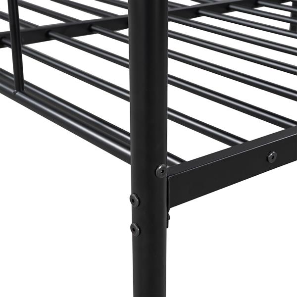 Full Size Metal Daybed with Twin Size Adjustable Trundle, Portable Folding Trundle, Black