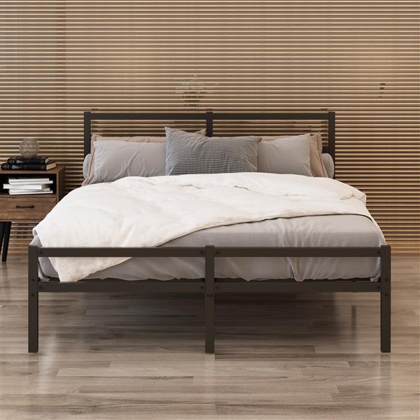 Metal Platform Bed frame with Headboard, Sturdy Metal Frame, No Box Spring Needed(Queen)