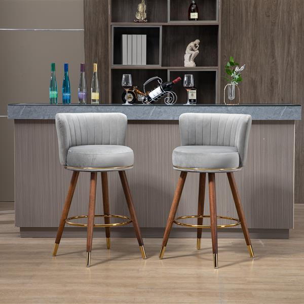 Counter Height Bar Stools Set of 2 for Kitchen Counter Solid Wood Legs with a fixed height of 360 degrees