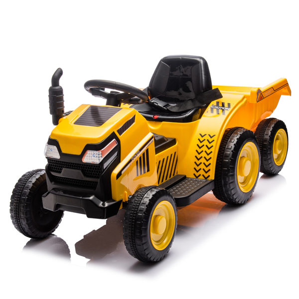 12V Kids Ride On Electric Tractor Black Knight,Kids Ride On Toy.2WD,Non-skid tires, steering wheel, foot pedal,With Removable storage tug,Light,Bluetooth,Music,MP3,USB,Power Display For Kids Aged 3+.