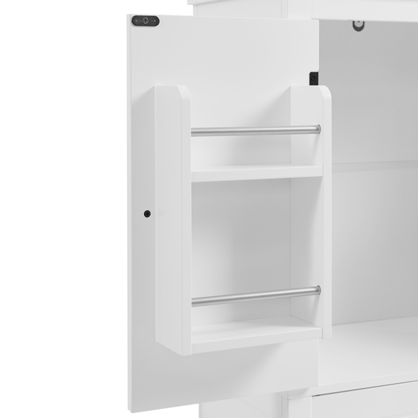 Elegant Bathroom Floor Storage Cabinet, Bathroom Storage Unit, Freestanding Cabinet with 4 Doors, Adjustable Shelves, Adaptable Shelves, White 