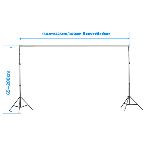 S-8 2 * 3m Foldable Background Stand with 6 Fish Mouth Clips and 2 Sandbag Iron Black Photography Stand