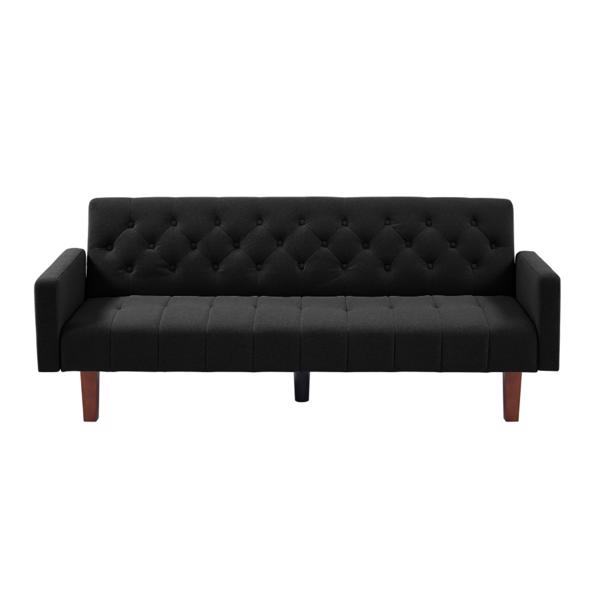 黑色亚麻双人沙发，可转换客厅沙发床，三层靠背调节，适用于客厅和卧室-5