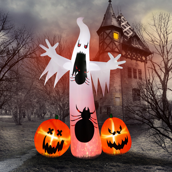 11.8 FT Halloween Inflatables Ghost Spider Pumpkin Outdoor Decorations, Scary Halloween Giant Blow up Ghost Decorations for Holiday Party Front Yard Lawn Garden Decor