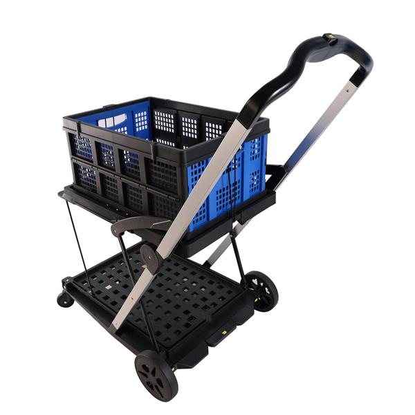 Folding service cart with wheels double-decker, shopping, library, office warehouse moving carts