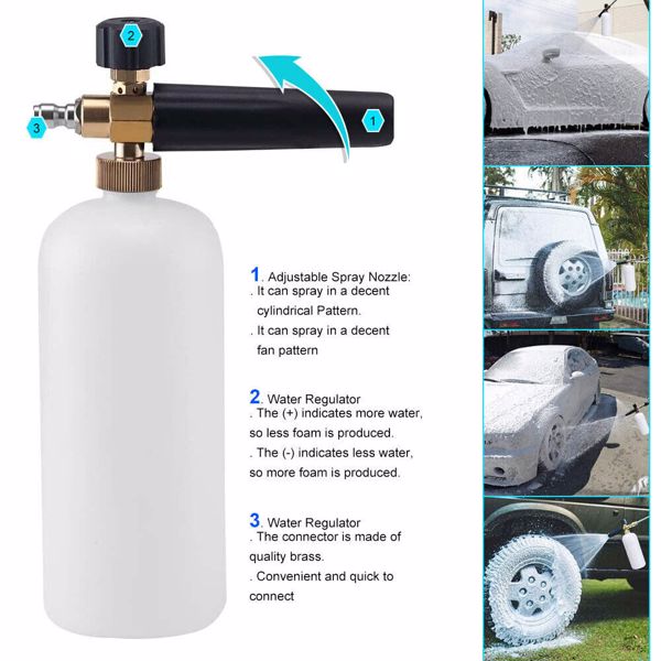 1L Car Washer Snow Foam Lance Soap Bottle Sprayer for High Pressure Gun Jet UK