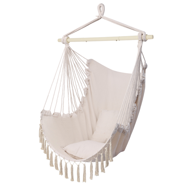 Pillow Tassel Hanging Chair Beige