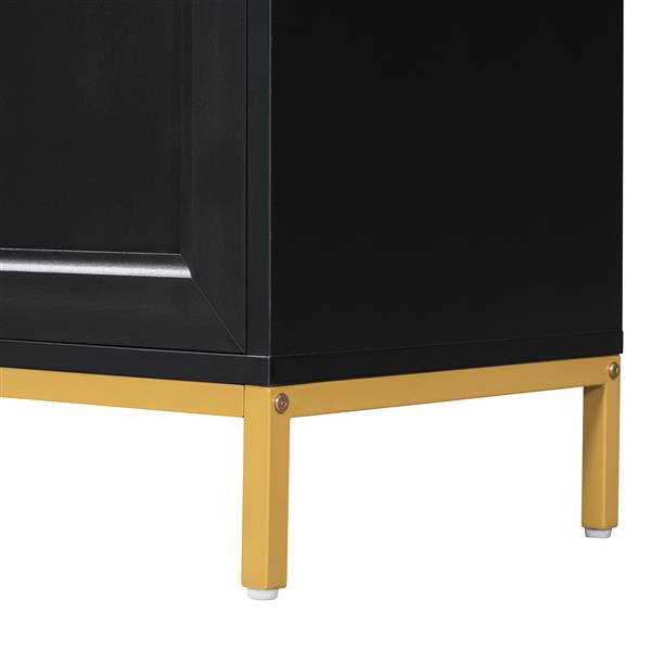 Modern Sideboard with Extra Large Storage Space with Metal Handles and Support Legs for Living Room and Dining Room (Black)