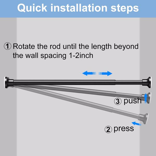 50-310cm Universal Teleskopstange Edelstahl Ohne Bohren Duschvorhangstange DE