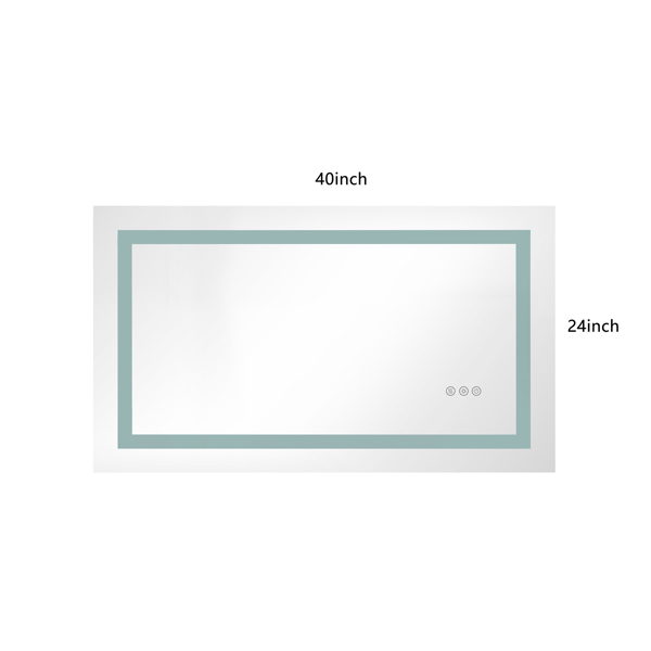 40x24 Inch LED Bathroom Mirror with Frontlit and Backlit, Wall Mounted Vanity Mirror with Smart Touch Button, Anti-Fog, Memory Function, 3 Colors, Stepless Dimmable Makeup Mirror(Horizontal/Vertical)