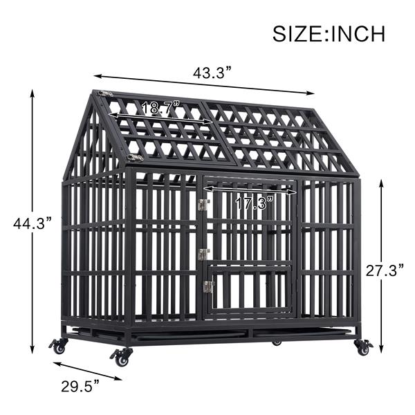 Heavy Duty Dog Cage  pet Crate with Roof