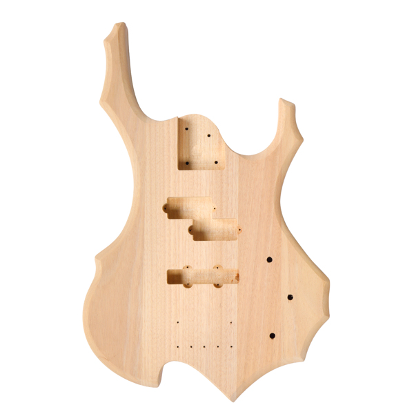 DIY 4 String Flame Shaped Style Electric Bass Guitar Kits with Mahogany Body, Maple Neck and Accessories