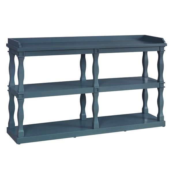 Console Table with 3-Tier Open Storage Spaces And Roman Column Effect Support Legs,Narrow Sofa Entry Table for Living Room, Entryway and Hallway(Navy Blue)