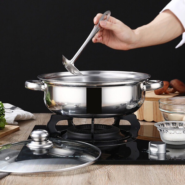 28CM 4PC STEAMER COOKER POT SET PAN COOK FOOD GLASS LIDS 3 TIER STAINLESS STEEL