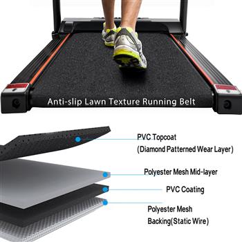 Folding Treadmill Electric Running Machine 2.5HP Motor 300LBS Weight Capacity Walking Jogging Machine with 3 Level Incline 12 Preset Programs for Home Gym