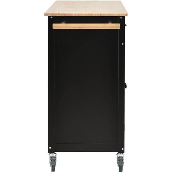 Kitchen Island Cart with Solid Wood Top and Locking Wheels,54.3 Inch Width,4 Door Cabinet and Two Drawers,Spice Rack, Towel Rack (Black)