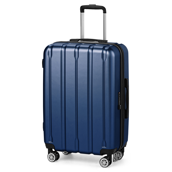 FCH 3-in-1 suitcase with vertical stripes 20in 24in 28in ABS PC classic color 02-dark blue