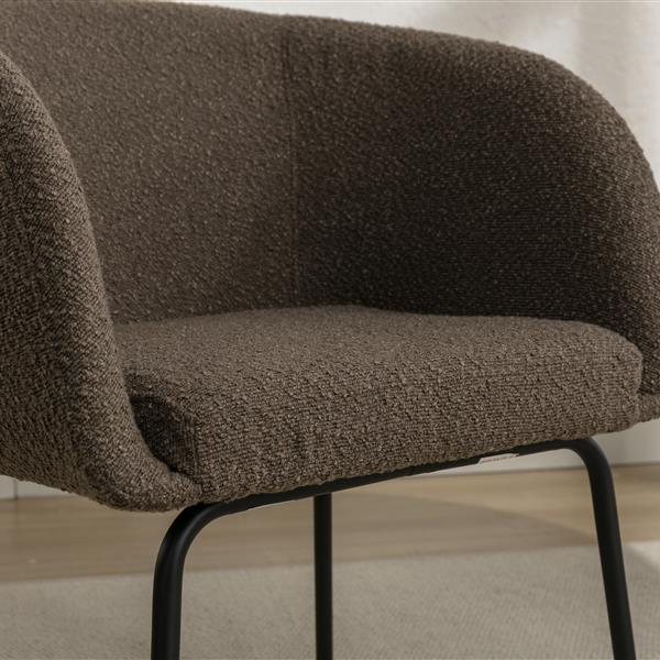 039-Set of 1 Fabric Dining Chair With Black Metal Legs,Dark Brown