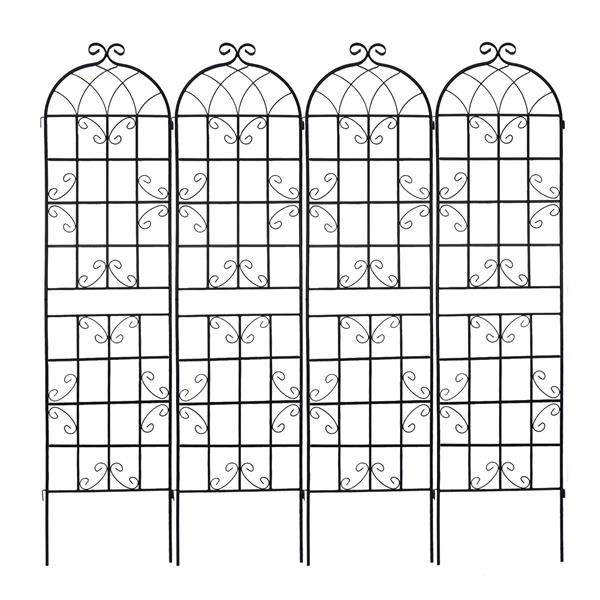 4 Pack Metal Garden Trellis 86.7" x 19.7" Rustproof Trellis for Climbing Plants Outdoor Flower Support Black