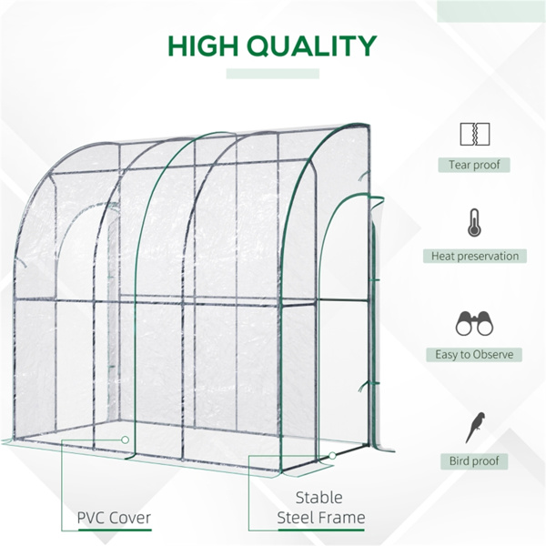 Walk-In Lean to Wall Tunnel Greenhouse 