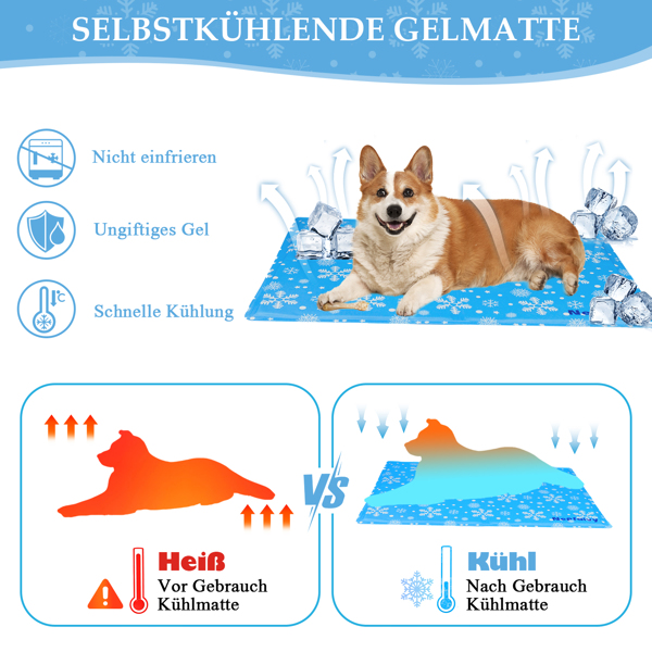 Kühlmatte für Hunde und Katzen Groß - Kühldecke Hund Selbstkühlend mit Ungiftiges Gel, Hundekühlmatte Katzen Kaltgelpad für Große Haustiere oder Mensch