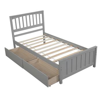 Twin size Platform Bed with Two Drawers, Gray