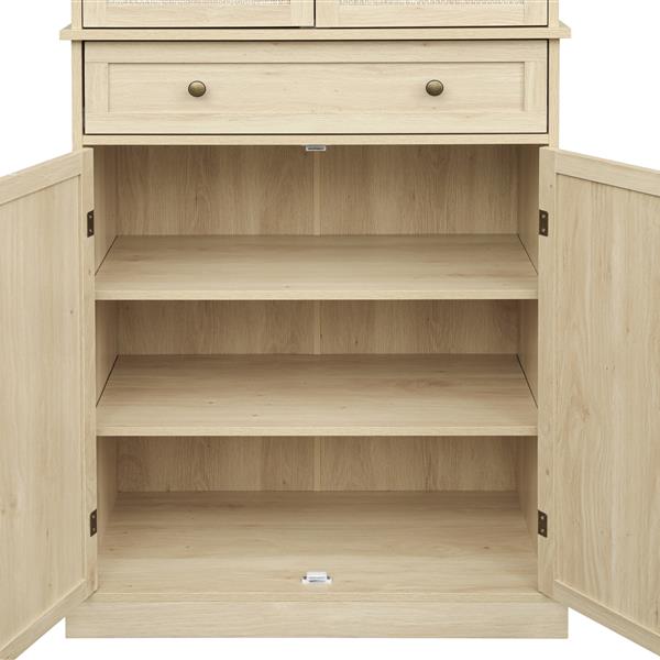 4 Door Cabinet with 1 Drawer, with 4 Adjustable Inner Shelves, Storage Cabinet