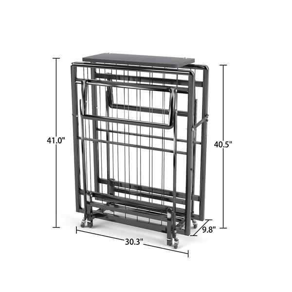 Metal Folding Bed Frame with Foam Mattress of Pockets, Easy Storage and Movable with 4 Castors