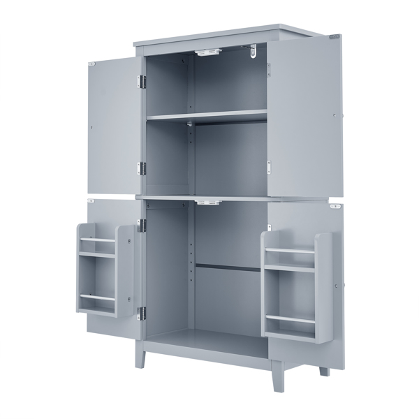 Bathroom Storage Cabinet, Cabinet with Two Doors and Drawers, Adjustable Shelf, MDF Board, Grey  