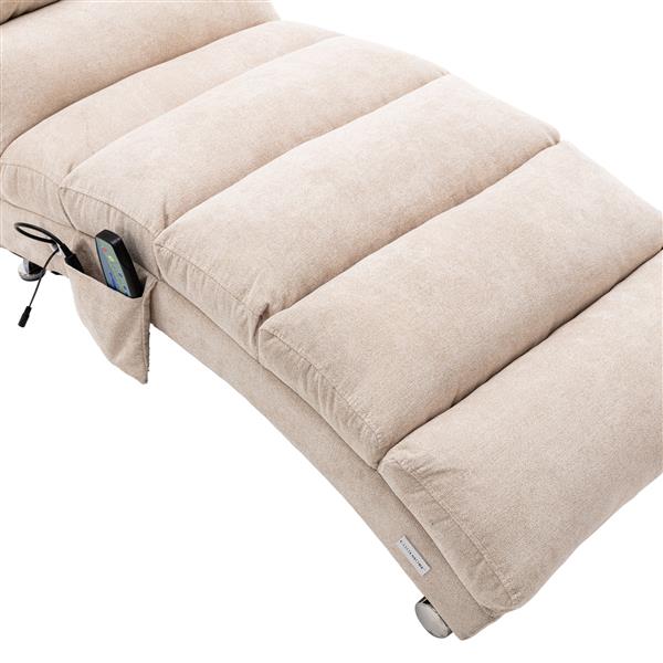 Linen Chaise Lounge Indoor Chair, Modern Long Lounger for Office or Living Room