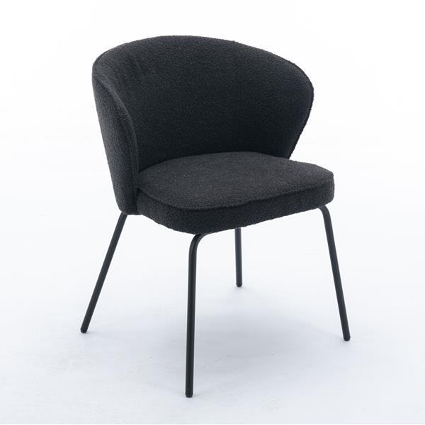 041-Set of 1 Fabric Dining Chair With Black Metal Legs,Black