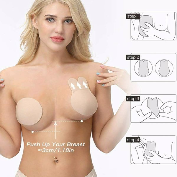 1 Pair Invisible Brassy Breast Lift Push Up Bra Silicone Nipple Sticky Cover