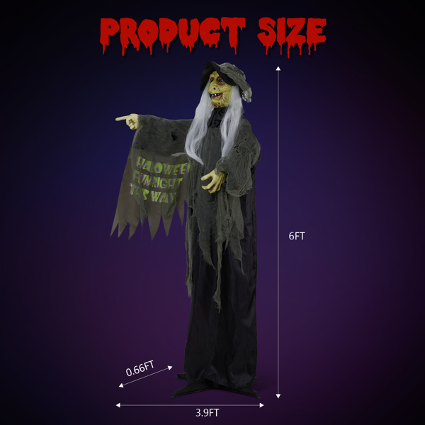 6ft Witch Halloween Standing Decoration