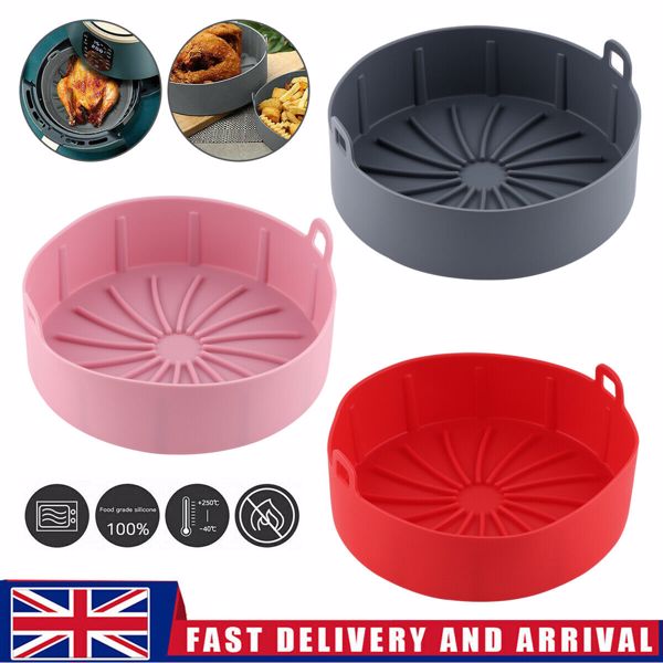 For Air Fryer Silicone Pot Thicken BBQ Plate Barbecue Basket Heating Baking Pan