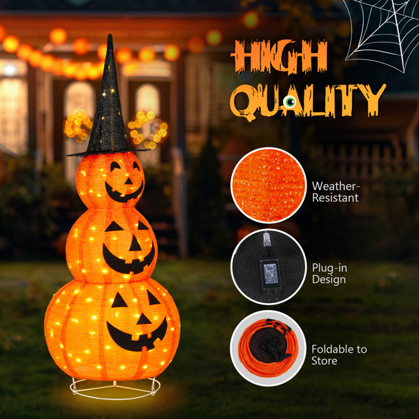 5ft Halloween Collapsible Pumpkin Decorations 100 LED Lights