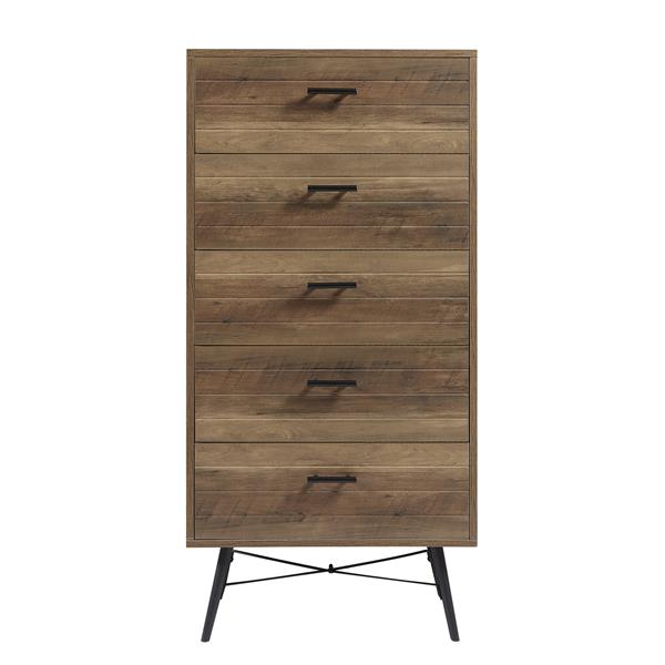 5-Drawer Chest - Spacious and Stylish Chest of Drawers,  Dresser for Bedroom, Closet, Hallway, 23.6"W x 15.7"D x 48"H, Rustic Walnut