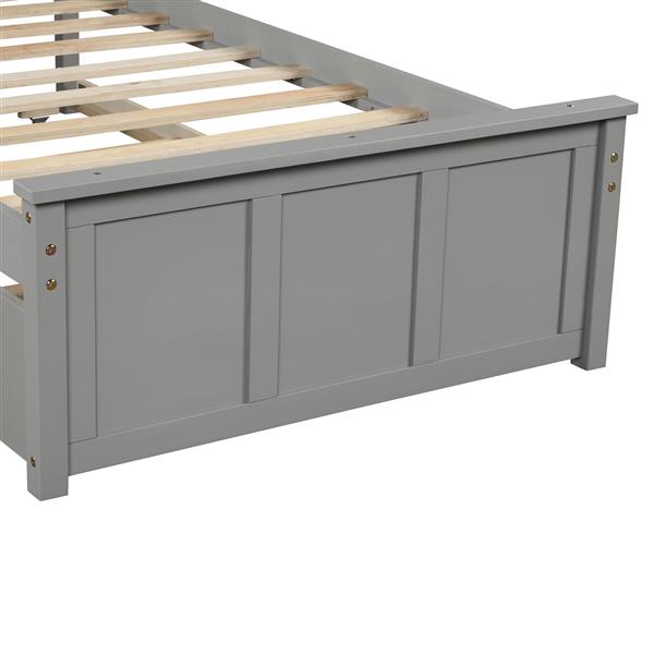 Platform Bed with Twin Size Trundle, Twin Size Frame, Gray