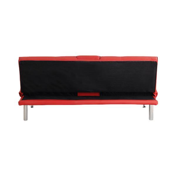 67" Red Leather Multifunctional Double Folding Sofa Bed for Office with Coffee Table