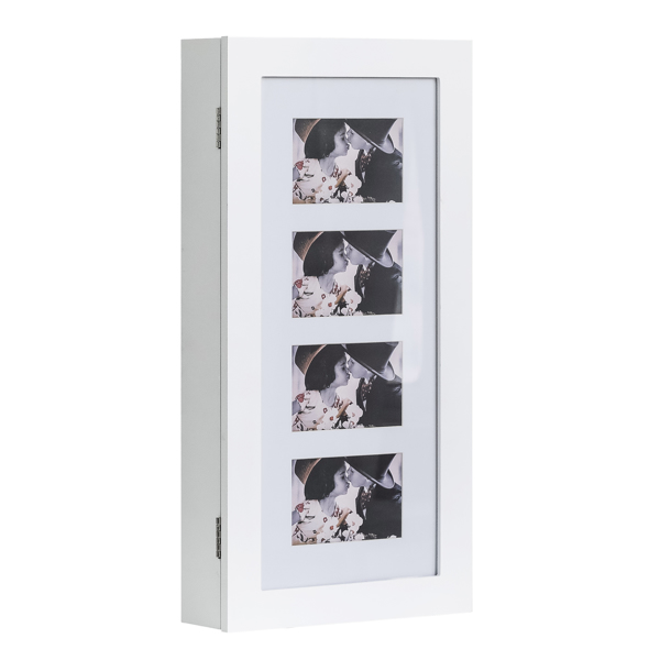 Simple PVC Wood Grain Coating Photo Storage Damp-proof Jewelry Mirror Cabinet White