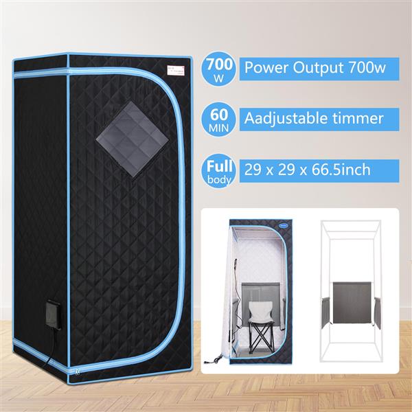 Portable Full Size Black Infrared Sauna tent–Personal Home Spa, with Infrared Panels, Heating Foot Pad,Controller, Foldable Chair ,Reading light.Easy to Install.Fast heating, with FCC Certification.