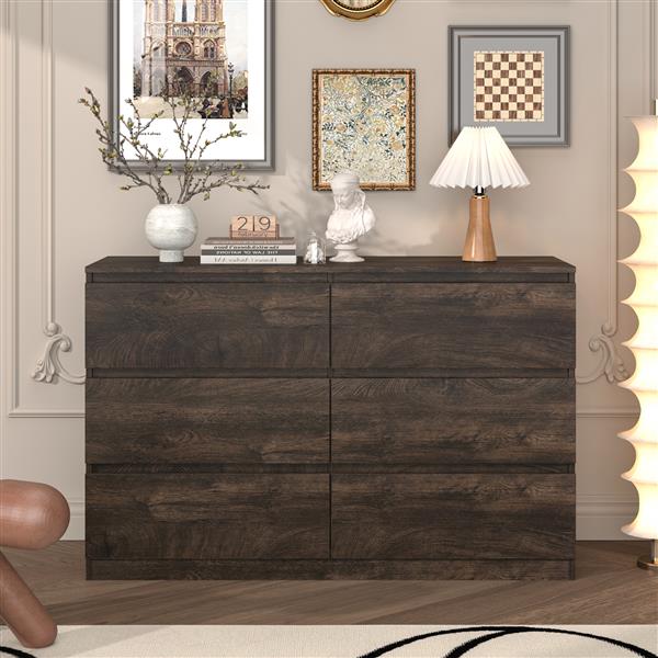 Drawer dresser cabinet, sideboard, bar counter, buffet counter, table lockers, three plus three drawers audit, can be used for dining room, living room, bedroom, kitchen corridor, color: dark gray