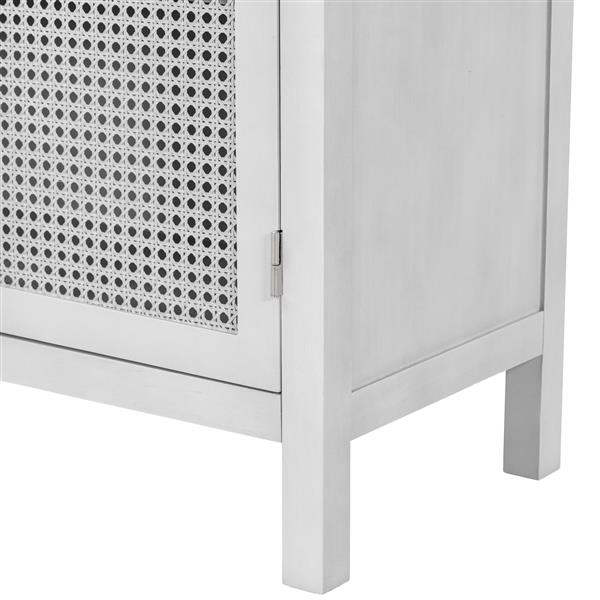 Large Storage Space Sideboard with Artificial Rattan Door and Metal Handles for Living Room and Entryway (Gray)