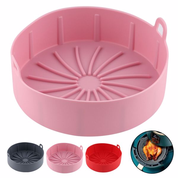 For Air Fryer Silicone Pot Thicken BBQ Plate Barbecue Basket Heating Baking Pan