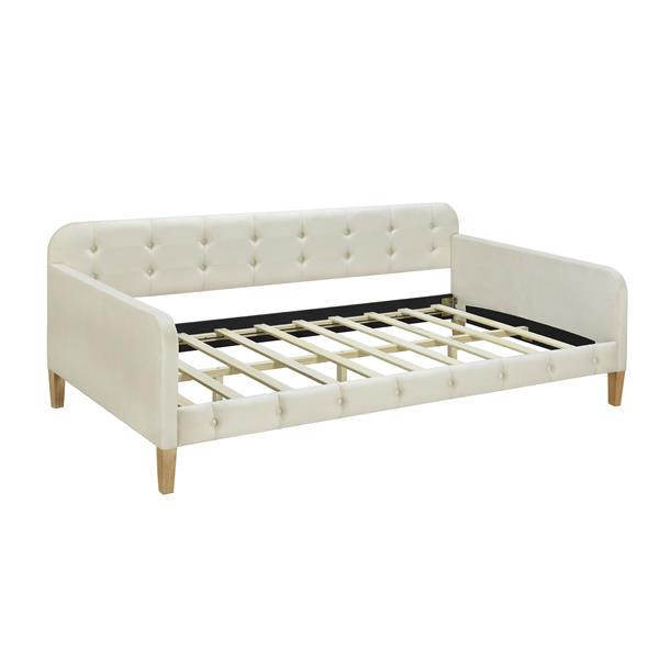 Twin Size Upholstered Daybed with 4 Support Legs, White